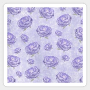 Watercolour purple peonies flowery pattern Sticker